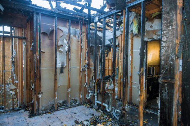 Professional Fire Damage Restoration technician working in Bellville, TX